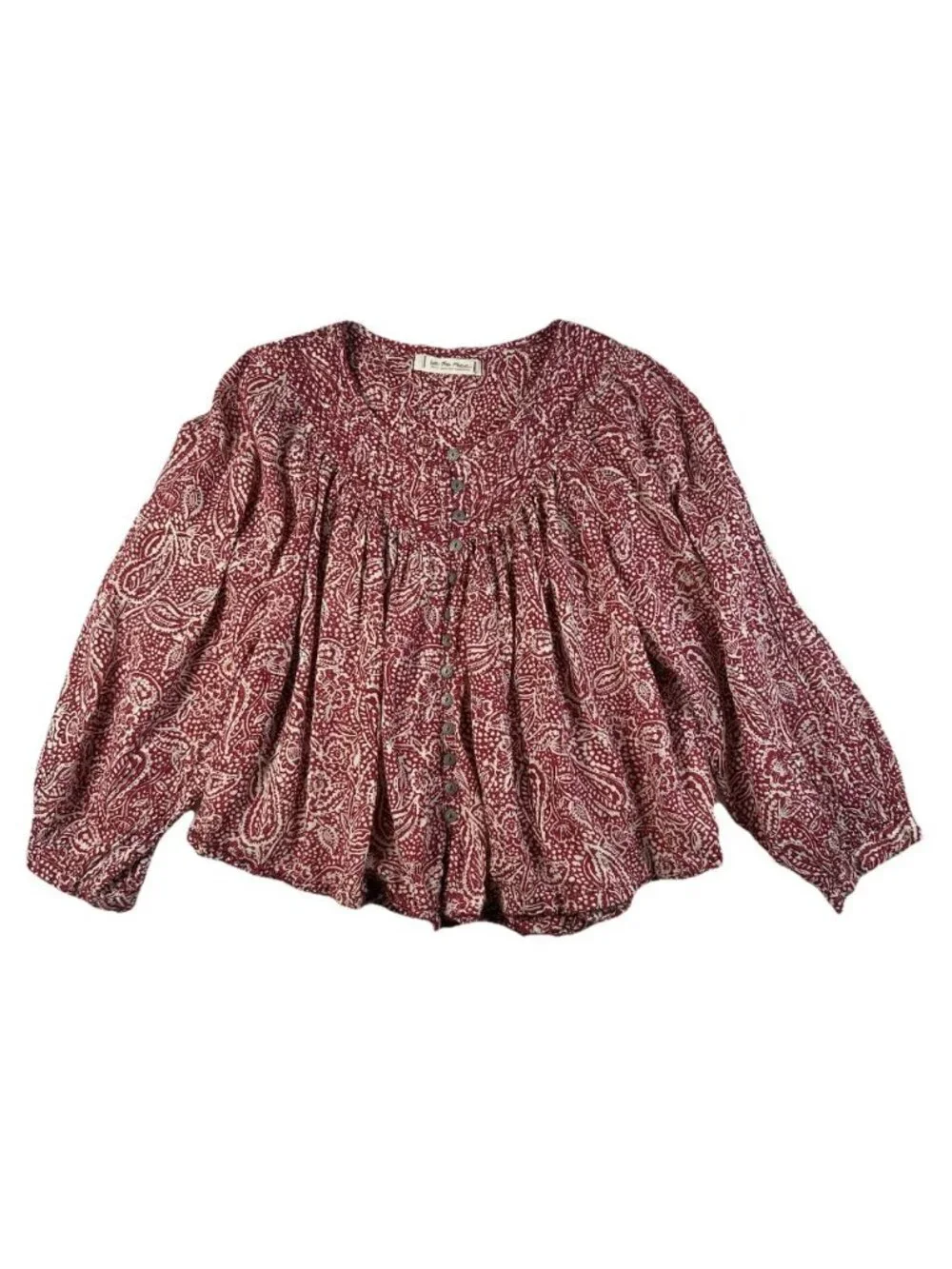 Free People Women's Size Small Cool Meadow Top Peasant Floral Oversized Red - Picture 2 of 13